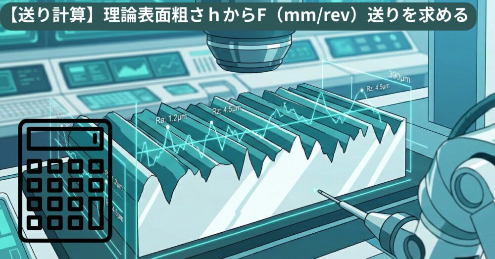 【送り計算】理論表面粗さｈからF（mm/rev）送りを求める
